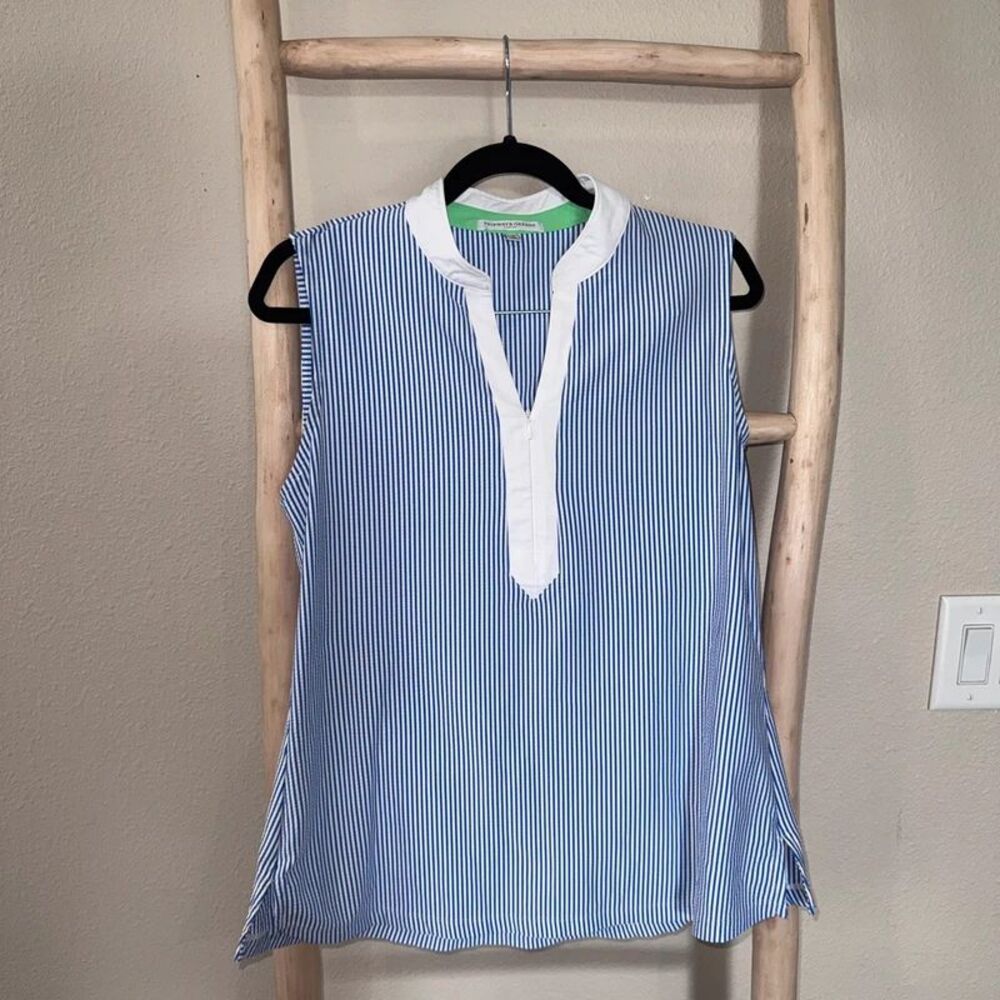 Fairway & Greene Sleeveless Striped Golf Polo / Tunic Top - Size XL